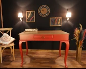 Wooding Mobilya 120 Cm Çekmeceli Masif Kırmızı Natürel Çalışma Masası thumbnail 3