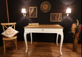 Wooding Mobilya 120 Cm Çekmeceli Masif Beyaz Natürel Çalışma Masası - 2