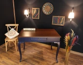 Wooding Mobilya 120 Cm Çekmeceli Masif Lacivert Ceviz Çalışma Masası - 5