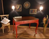 Wooding Mobilya 120 Cm Çekmeceli Masif Kırmızı Ceviz Çalışma Masası - 4