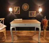 Wooding Mobilya 120 Cm Çekmeceli Masif Gri Natürel Çalışma Masası - 2