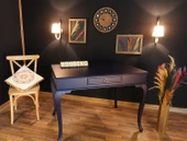 Wooding Mobilya 120 Cm Çekmeceli Masif Lacivert Çalışma Masası thumbnail 3