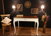 Wooding Mobilya 120 Cm Çekmeceli Masif Beyaz Ceviz Çalışma Masası - 3