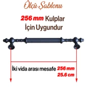 Ladin Siyah Metal Kulp 256 mm (25.6 cm) Mobilya Dolap Kapak Kulpları Kulbu Çekmece Mutfak Dolabı thumbnail 2