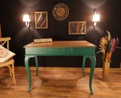 Wooding Mobilya 120 Cm Çekmeceli Masif Yeşil Natürel Çalışma Masası thumbnail 4