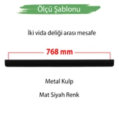 Dombay Lüx Çekme Kol Mat Siyah 768 mm 76,8 cm Metal Çekmece Sürgülü Aynalı Dolap Kulpu thumbnail 2