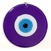 Nazar Boncuklu Mor Renk 20 Santimetre Çapında Cam Duvar Süsü thumbnail 1