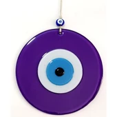 Nazar Boncuklu Mor Renk 20 Santimetre Çapında Cam Duvar Süsü thumbnail 2