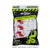 Silikon Kurt Yem - 2,1g 70mm - Fishack Wormix - 1 Adet - Kırmızı/Beyaz - Karides Kokulu thumbnail 5