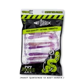 Silikon Kurt Yem - 4,2g 105mm - Turna/Levrek Silikonu - 1 Adet - Mor/Beyaz - Karides Kokulu thumbnail 4