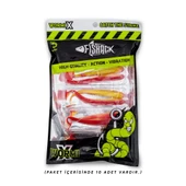 Silikon Kurt Yem - 4,2g 105mm - Turna/Levrek Silikonu - 1 Adet - Kırmızı/Sarı - Karides Kokulu thumbnail 5