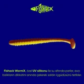 Silikon Kurt Yem - 4,2g 105mm - Turna/Levrek Silikonu - 1 Adet - Kırmızı/Sarı - Karides Kokulu thumbnail 2