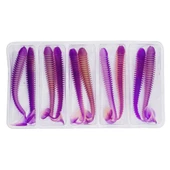 Silikon Kurt Yem - 4,2g 105mm - Turna/Levrek Silikonu - 1 Adet - Mor/Beyaz - Karides Kokulu thumbnail 3