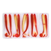 Silikon Kurt Yem - 4,2g 105mm - Turna/Levrek Silikonu - 1 Adet - Kırmızı/Sarı - Karides Kokulu thumbnail 4