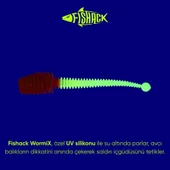 Silikon Kurt Yem - 2,1g 70mm - Fishack Wormix - 1 Adet - Kırmızı/Beyaz - Karides Kokulu thumbnail 2