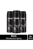 3 Adet Axe Erkek Deodorant & Bodyspray Black 48 Saat Etkileyici Koku Vücut Spreyi 150 ml - 1
