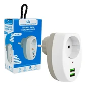 2 USBLİ TEKLİ TERMAL AKIM KORUMALI PRİZ (10A-2500W) (5047) - 3