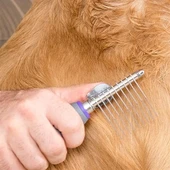 Düğüm Açıcı Pet Fırçası Emniyetli Uzun ve Çelik Dişli Kedi Köpek Tüy Kıtık Açma Tarağı (5047) - 3
