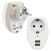2 USBLİ TEKLİ TERMAL AKIM KORUMALI PRİZ (10A-2500W) (5047) - 2