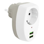 2 USBLİ TEKLİ TERMAL AKIM KORUMALI PRİZ (10A-2500W) (5047) - 1