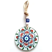 Karanfil Desenli Nazar Boncuklu Füzyon Cam Duvar Süsü thumbnail 2