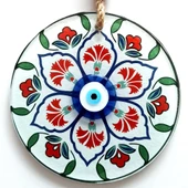 Karanfil Desenli Nazar Boncuklu Füzyon Cam Duvar Süsü thumbnail 1