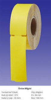 100X38 RAF ETİKETİ KARTON TERMAL SARI ZEMİN 300 SARIM - 1
