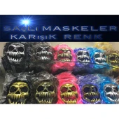 Saçlı Kuru Kafa İskelet Maske 1 Adet - 1