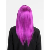 Fuşya Renk Düz Kesim Uzun Parti Peruğu Takma Saç - 4