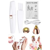 Mini Şık Tasarım Iki Başlı Led Işıklı Şarjlı Ruj Epilatör Kaş Düzeltici Kadın Epilasyon Tıraş Aleti - 3