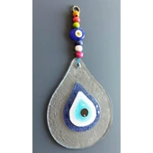 Damla Modeli Nazar Boncuklu Şeffaf Cam El Yapımı Duvar Süsü thumbnail 3