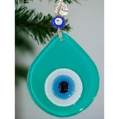 Orta Boy Açık Yeşil Damla Desen Nazar Boncuklu Duvar Dekoru Cam Duvar Süsü thumbnail 2