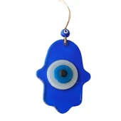 Nazar Boncuklu Şeffaf Mavi Fatma Ana Bereket Eli Cam Duvar Süsü thumbnail 1