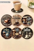 Valerine Life Ev Ofis Çay Fincan Bardak Altlığı 10x10cm Yıkanabilir Kaymaz 6'lı Deri Coaster Seti thumbnail 1