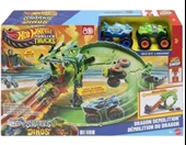 Hot Wheels Monster Trucks Sharks vs Dinos Dragon Demolition Track Set JFR06 thumbnail 1