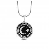 Bir Ölür Bin Diriliriz Ay Yıldız 60 cm 925 Gümüş Kolye - 1