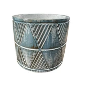 Bitki Tasarımı Ev dekorasyon Mavi Eskitme Piramit Beton Saksı Çiçeklik Saksılık thumbnail 5