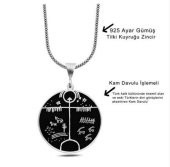 Kam Davulu İşlemeli 60 cm 925 Gümüş Kolye - 2