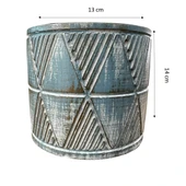 Bitki Tasarımı Ev dekorasyon Mavi Eskitme Piramit Beton Saksı Çiçeklik Saksılık thumbnail 2