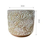Bitki Tasarımı Ev dekorasyon Gold Çiçek Desen Beton Saksı Çiçeklik Saksılık thumbnail 2