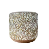 Bitki Tasarımı Ev dekorasyon Gold Çiçek Desen Beton Saksı Çiçeklik Saksılık thumbnail 1