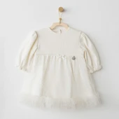 Andywawa AC26257 Baby Bow Bliss Elbise Ekru - 1