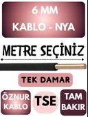 Öznur 6 MM NYA Kablo Metre Seçenekli (Siyah) - 1
