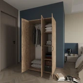 Ed Pet Dizayn  Doruk 3 Kapaklı Çam Elbise Dolabı Çok Amaçlı Dolap 90 Cm genişlik - 1