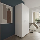 Ed Pet Dizayn  Doruk 3 Kapaklı Beyaz Elbise Dolabı Çok Amaçlı Dolap 90 Cm genişlik - 3