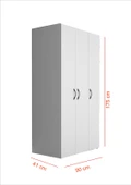 Ed Pet Dizayn  Doruk 3 Kapaklı Beyaz Elbise Dolabı Çok Amaçlı Dolap 90 Cm genişlik - 1