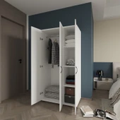 Ed Pet Dizayn  Doruk 3 Kapaklı Beyaz Elbise Dolabı Çok Amaçlı Dolap 90 Cm genişlik - 2