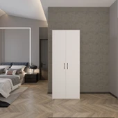 Ed Pet Dizayn 2 Kapaklı 5 Katlı Çok Amaçlı Beyaz Elbise Dolabı / Saklama Dolabı 70CM - 1