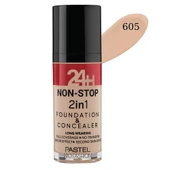 Pastel 24 H Non-Stop 2 İn 1 Fondeten Concealer No:605 - 1
