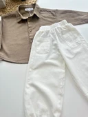 Çocuk Takım – Kahverengi Gömlek & Beyaz Pantolon thumbnail 3